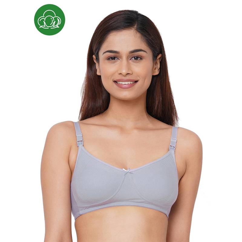 Inner Sense Bamboo Cotton Non-Padded Full-Coverage Side Support Maternity Bra (34DD)