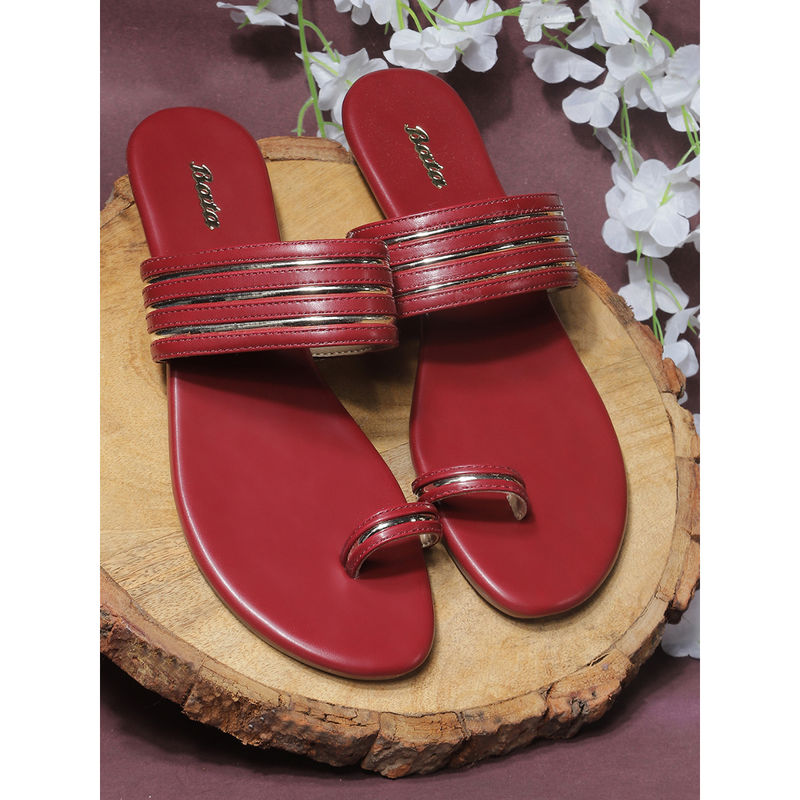 Bata Women Red Slip-On Sandals (UK 4)