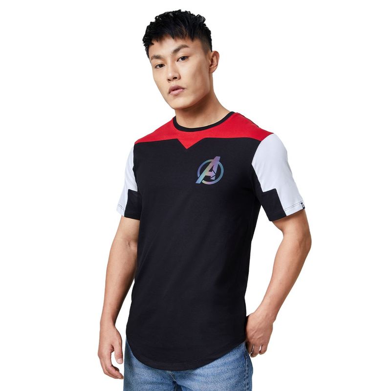 The Souled Store Official Avengers Logo Drop Cut T-Shirts for Men (XL)