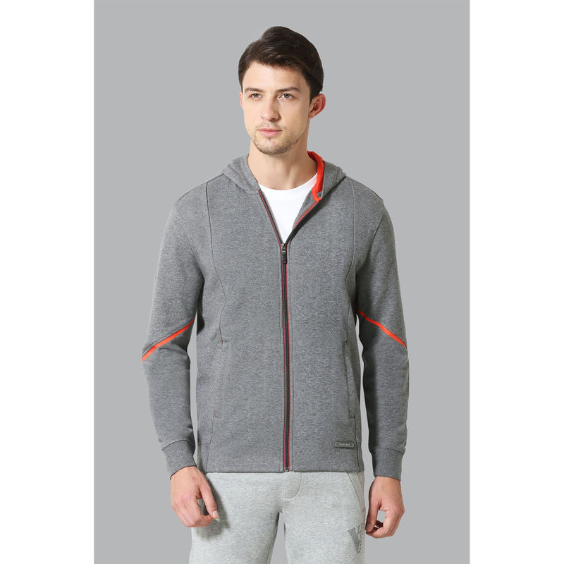 Van Heusen Men Hooded Neck & Media Pocket Sweatshirt - Grey
