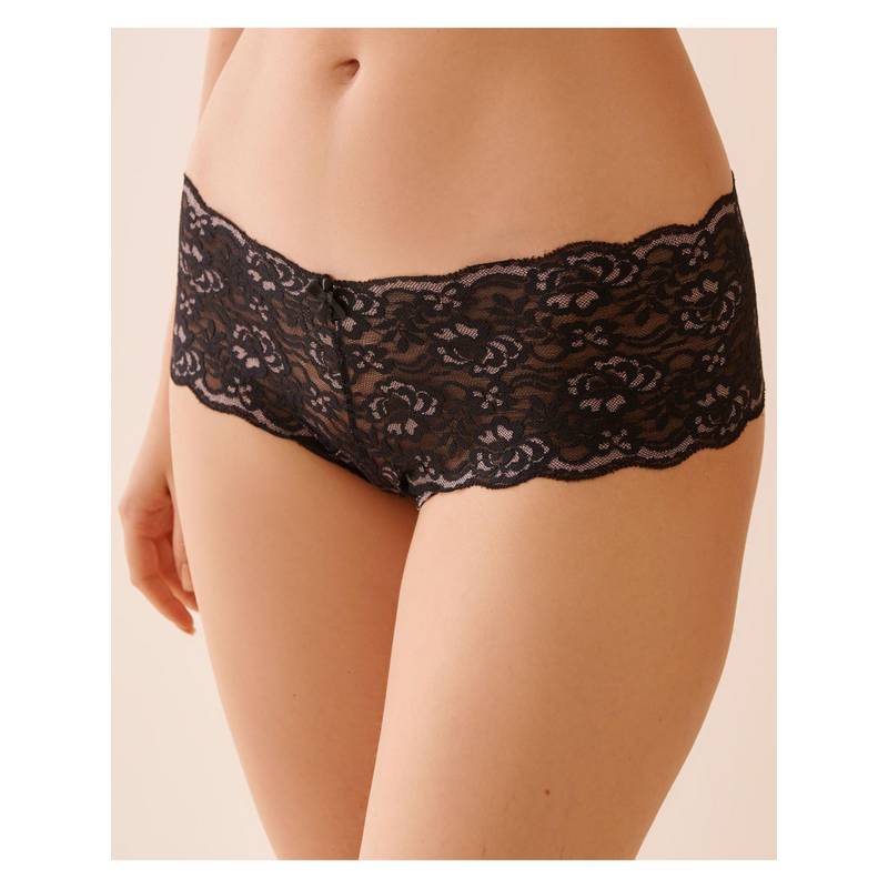 La Vie En Rose Lace Cheeky Hipster - Black (XS)