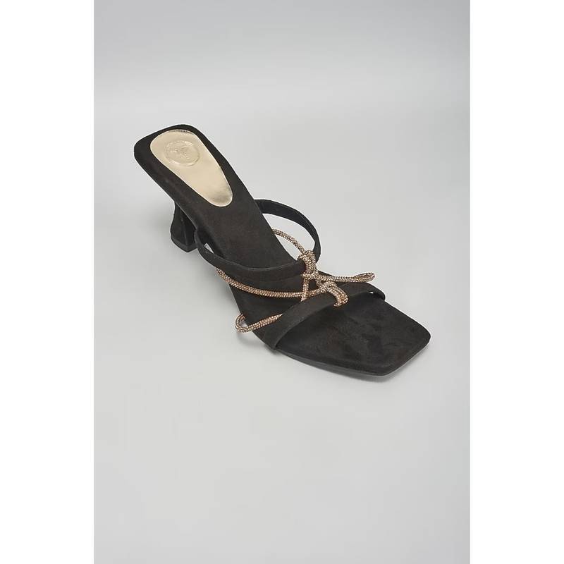 Sana K Luxurious Footwear Black Vegan Knotted Heels (EURO 35)