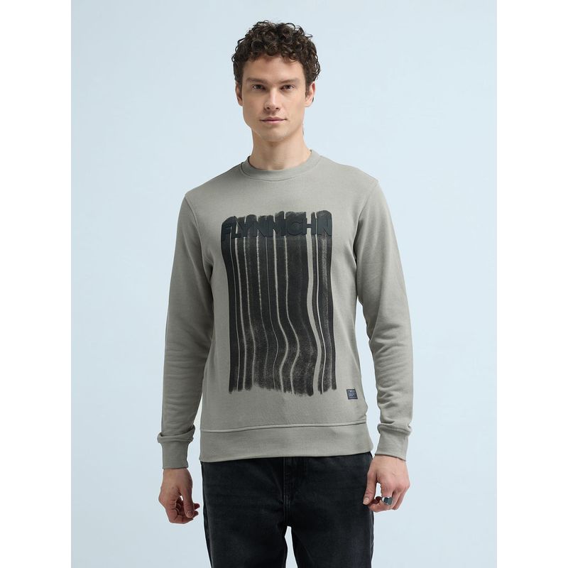 Flying Machine Brand Printed Pure Cotton Sweatshirt (S)