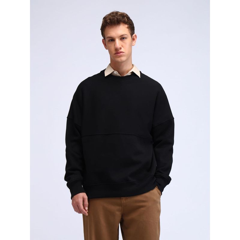 Flying Machine Solid Oversized Fit Sweatshirt (S)