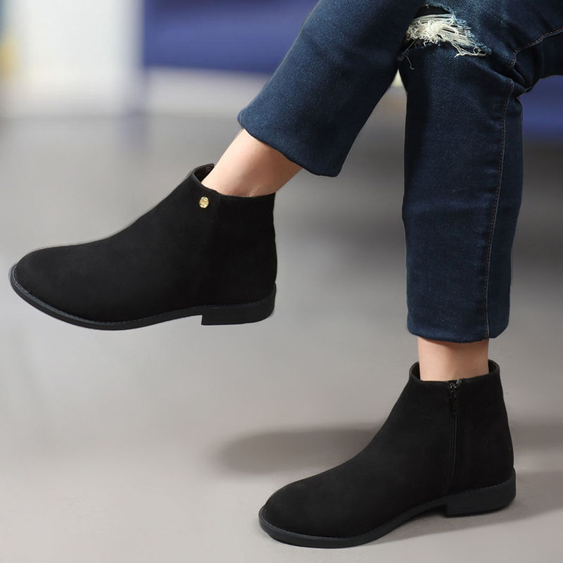 Carlton London Black Mid Top Zip Women Boots (EURO 40)