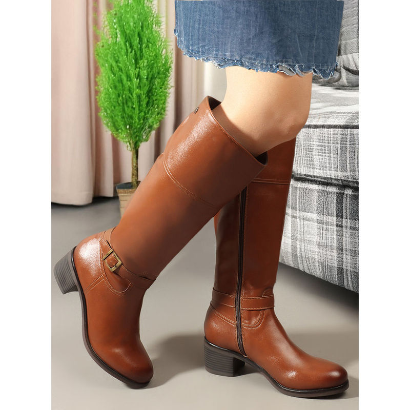 Carlton London Tan High Top Zip Women Casual Boots (EURO 36)