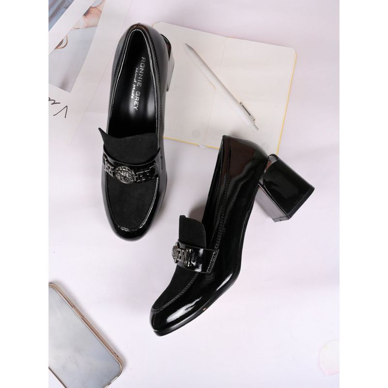 Ronnie Grey Women Black Solid Western Embellished Pump Heels (EURO 36)