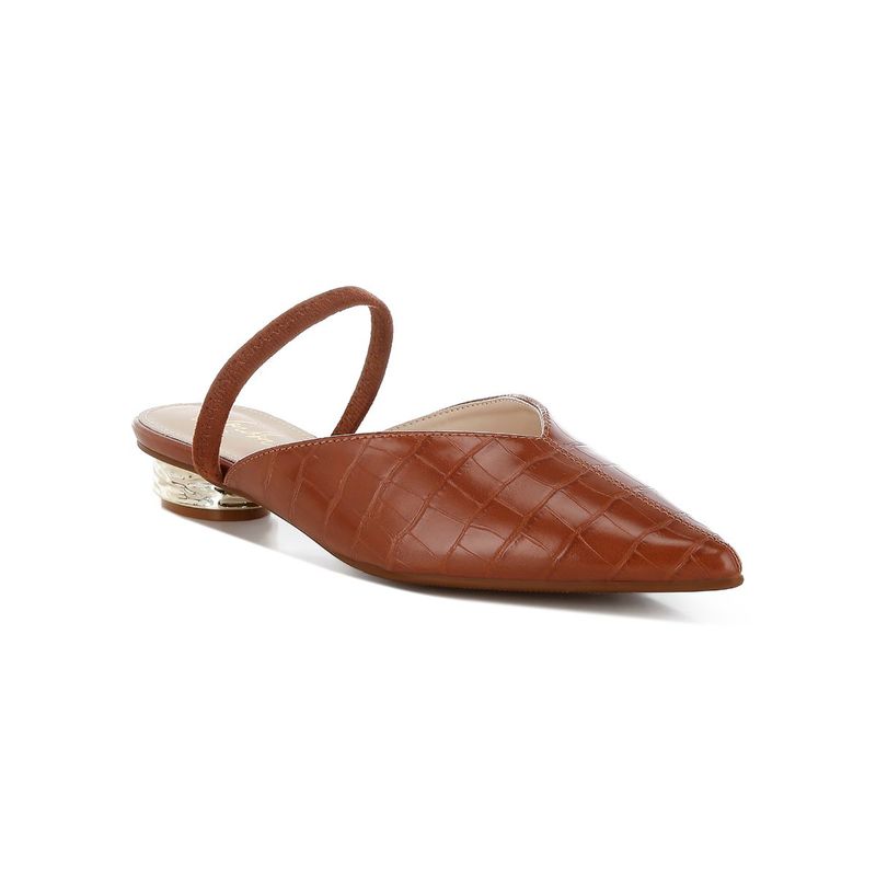 London Rag Fantasy Croco Tan Mule Heels (UK 4)