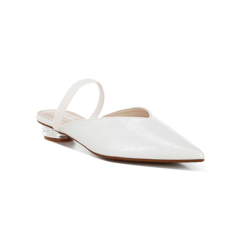 London Rag Fantasy Croco White Mule Heels (UK 6)