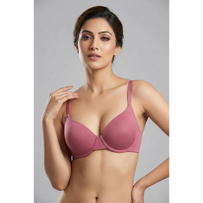 Zivame Padded Plunge Wired Medium Coverage T-shirt Bra - Malaga (34B)