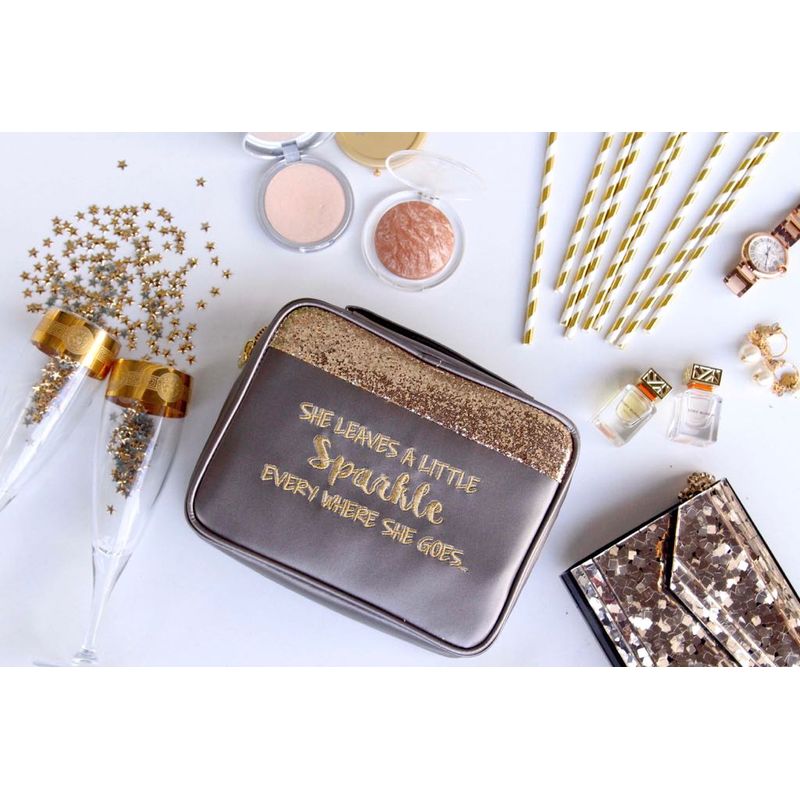 Organice Charcoal Grey Glitter She Leaves A Little Cosmetic Organizer