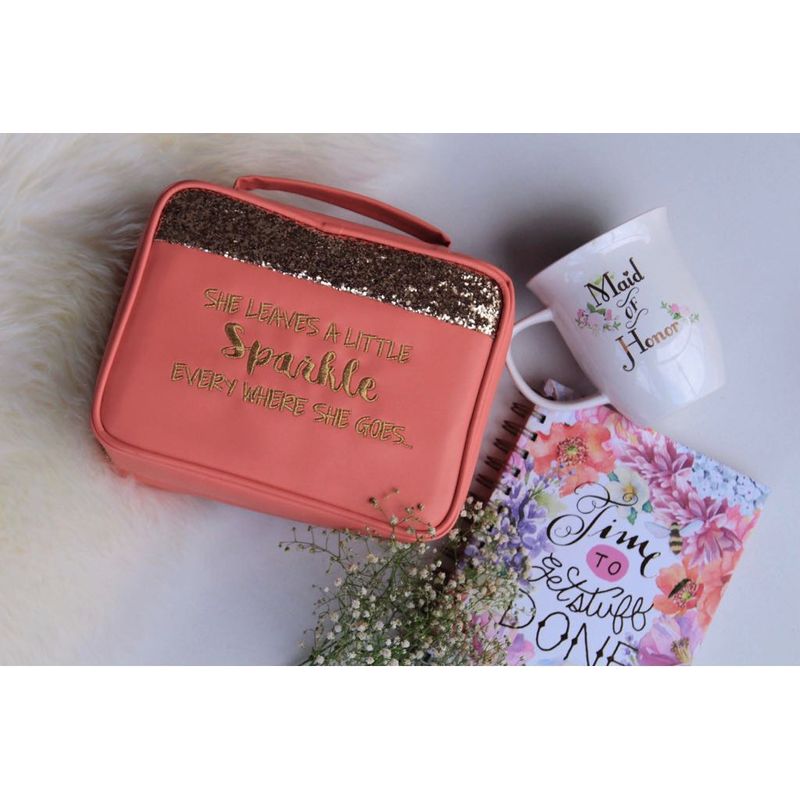 Organice Coral Glitter She Leaves A Little Cosmetic Organizer