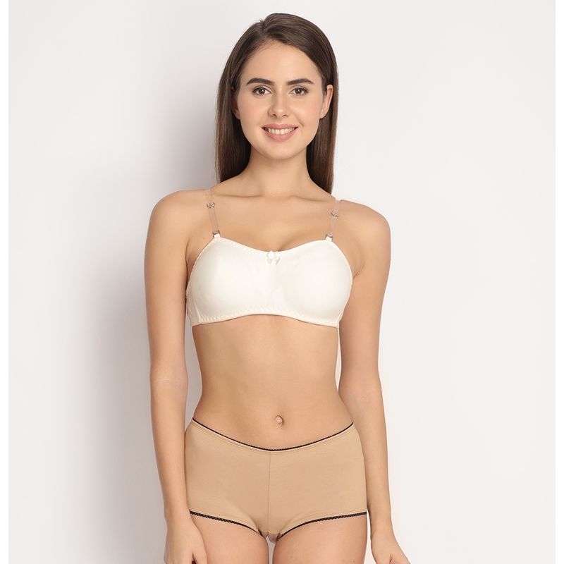 Buy Clovia Cotton Non-Padded Wirefree Tube Bra With Detachable Transparent  Straps - Beige online