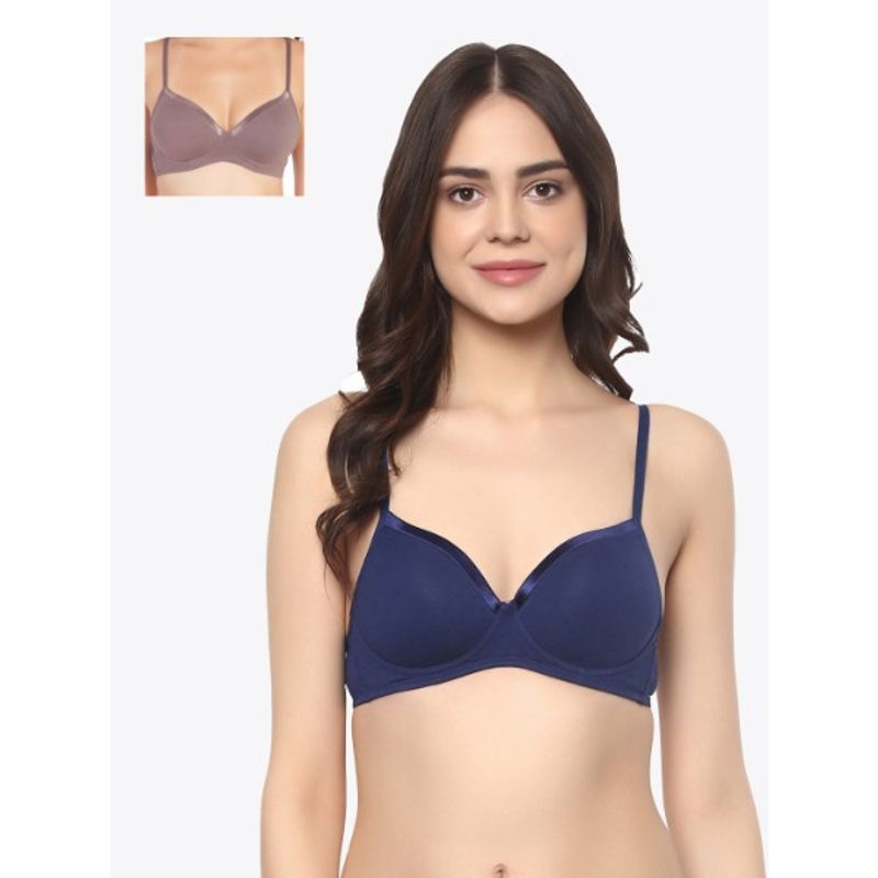 Buy SOIE Women's Non wired Cotton Bra Combo Pack of 2 MultiColor Online