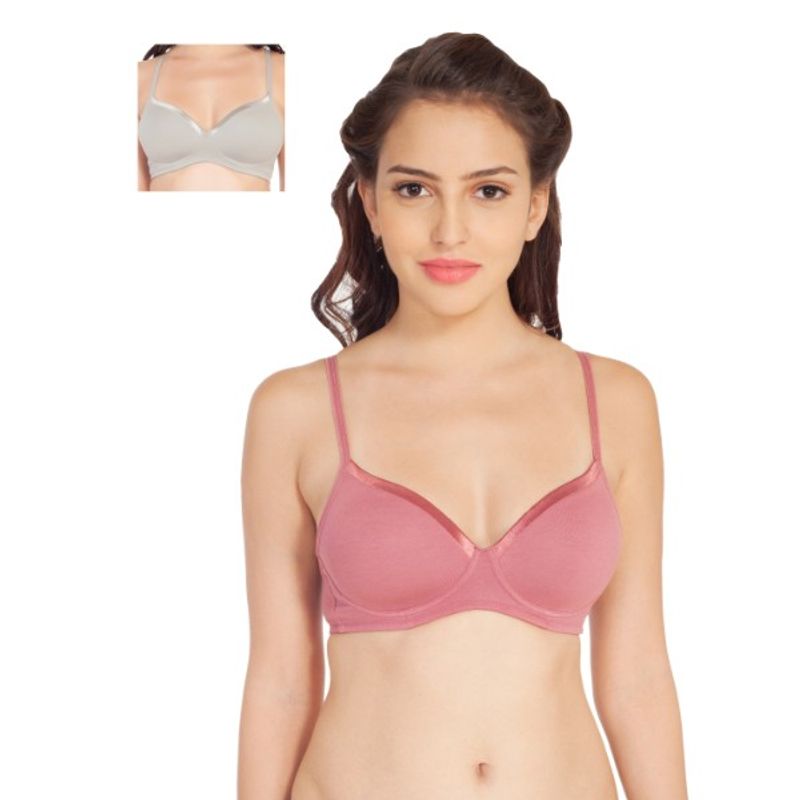 SOIE Women's Non wired Cotton Bra Combo Pack of 2 MultiColor Buy