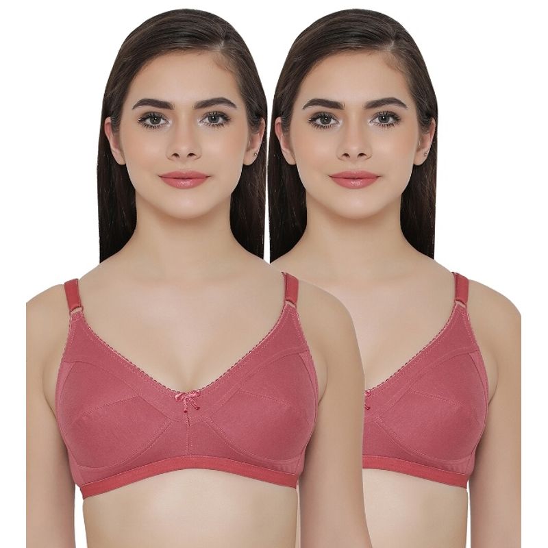 Clovia Pack of 2 Full Coverage Non Padded Wirefree Full Cup Bra's - Pink (36B)