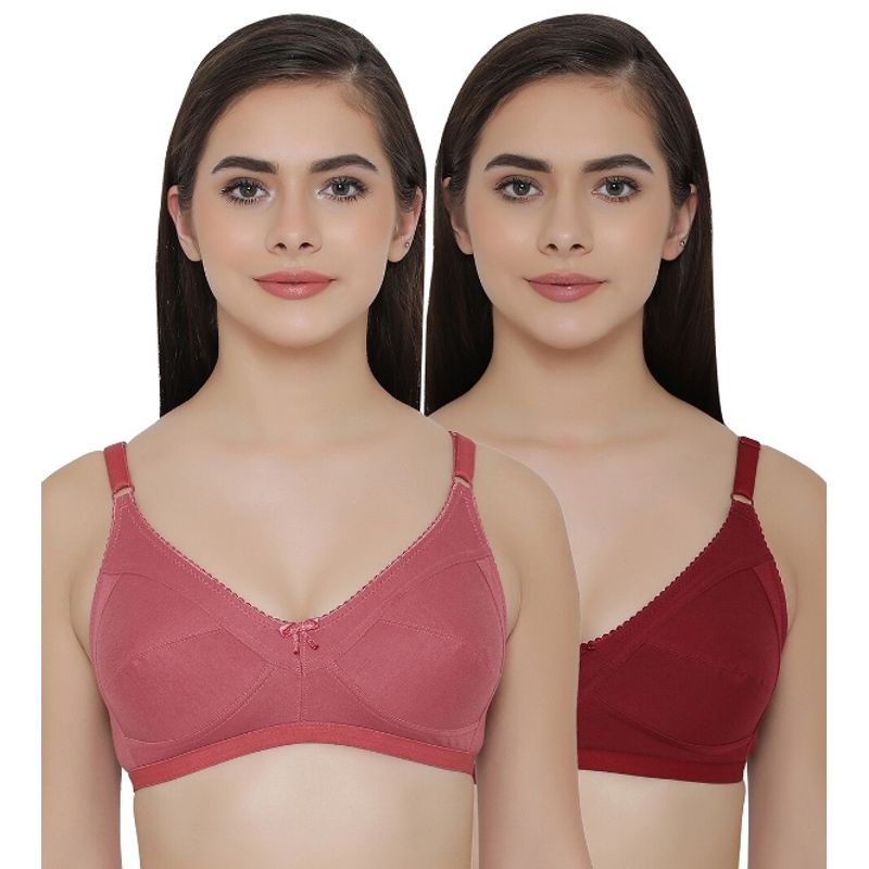 Clovia Pack of 2 Full Coverage Non Padded Wirefree Full Cup Bra's - Multi-Color (34B)