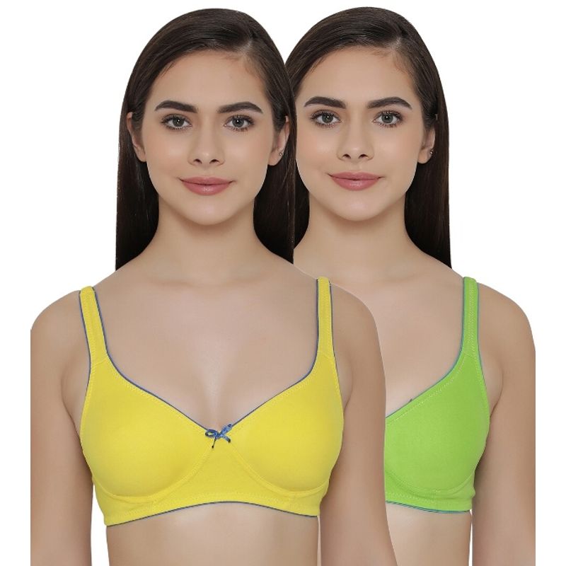 Clovia Pack of 2 T-shirt Non Padded Wirefree Demicup Bra's - Multi-Color (40B)