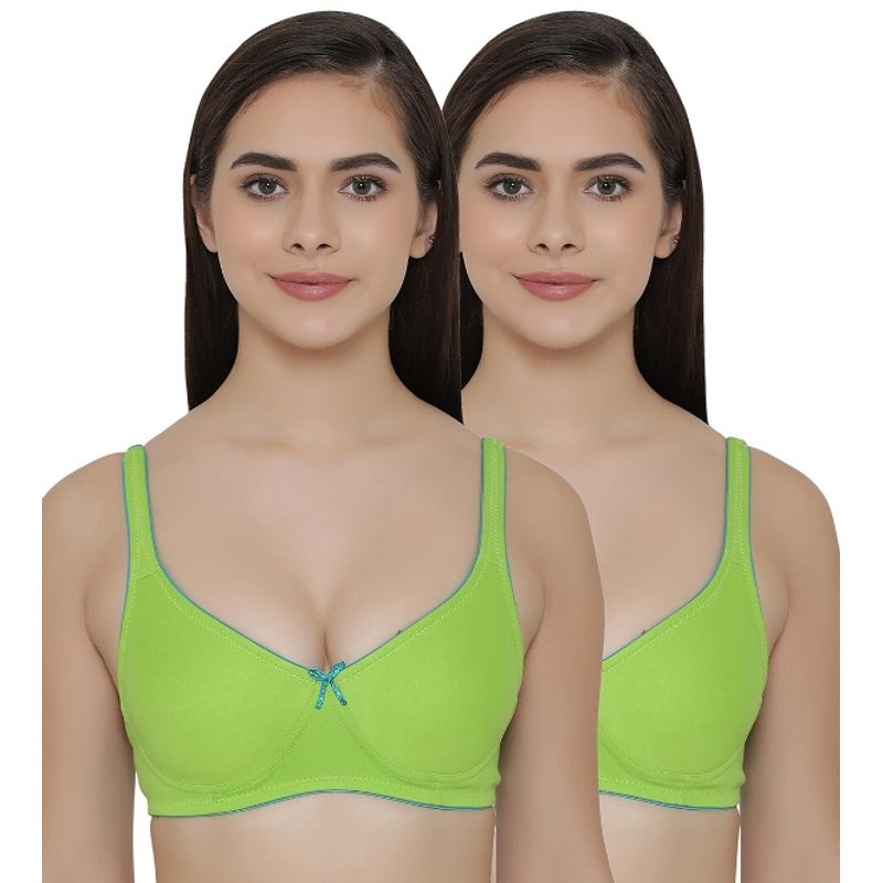Clovia Pack of 2 T-shirt Non Padded Wirefree Demicup Bra's - Green (32B)