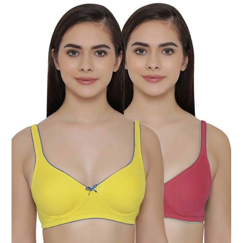 Clovia Pack of 2 T-shirt Non Padded Wirefree Demicup Bra's - Multi-Color (38B)