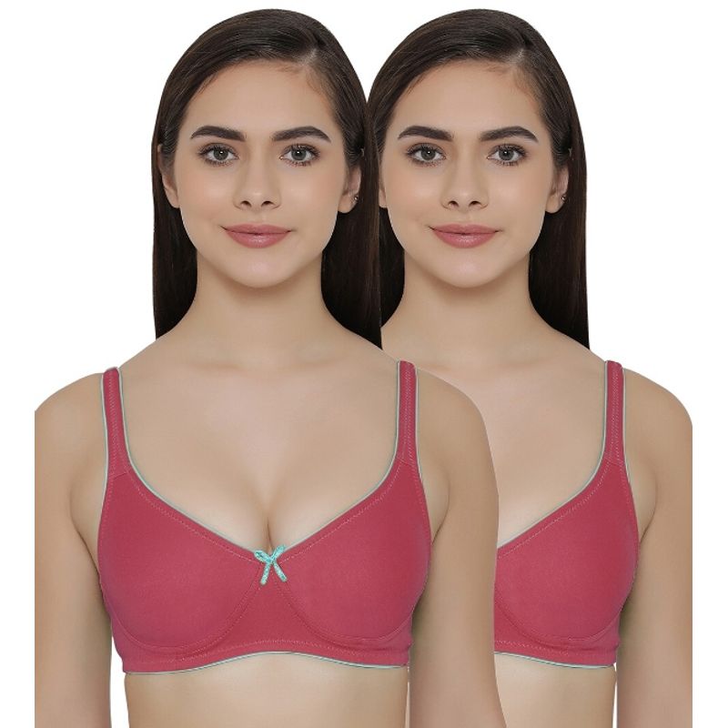 Clovia Pack of 2 T-shirt Non Padded Wirefree Demicup Bra's - Pink (32C)