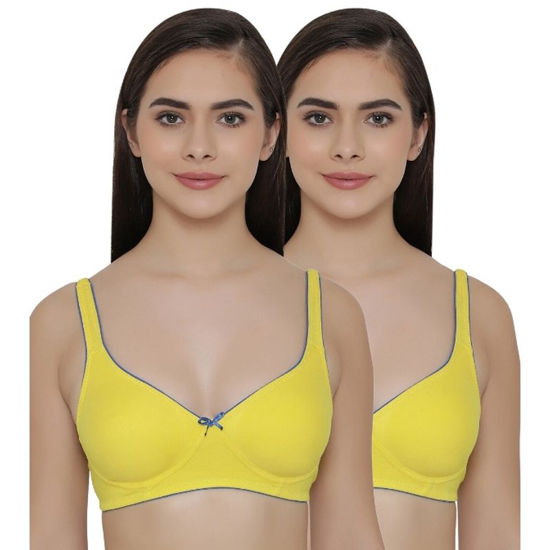 Clovia Pack of 2 T-shirt Non Padded Wirefree Demicup Bra's - Yellow (32B)