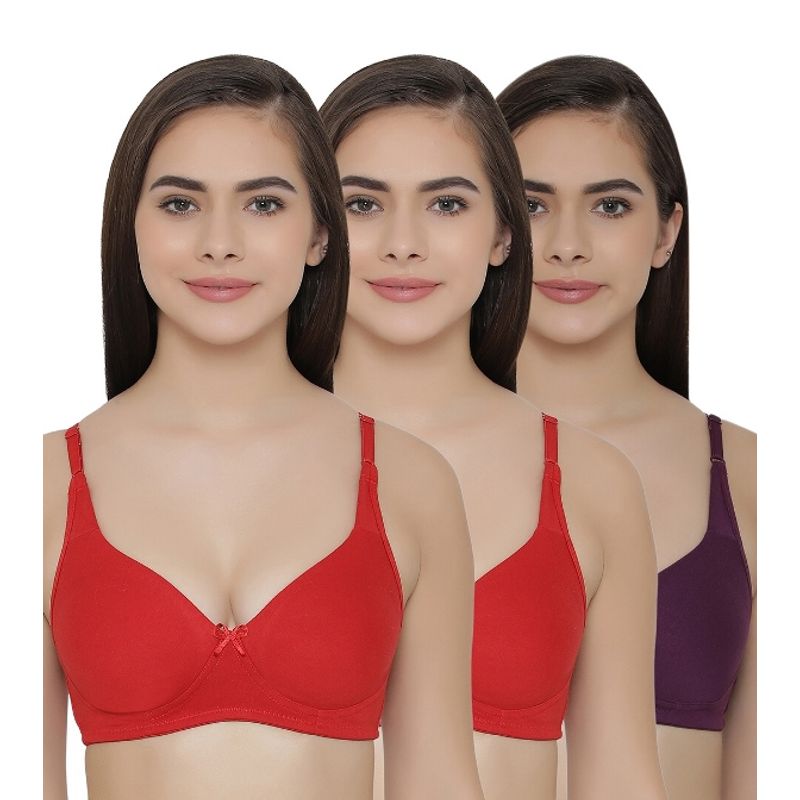 Clovia Pack of 3 Full Coverage Non Padded Wirefree Full Cup Bra's - Multi-Color (32C)