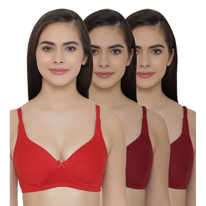 Clovia Pack of 3 Full Coverage Non Padded Wirefree Full Cup Bra's - Multi-Color (32B)