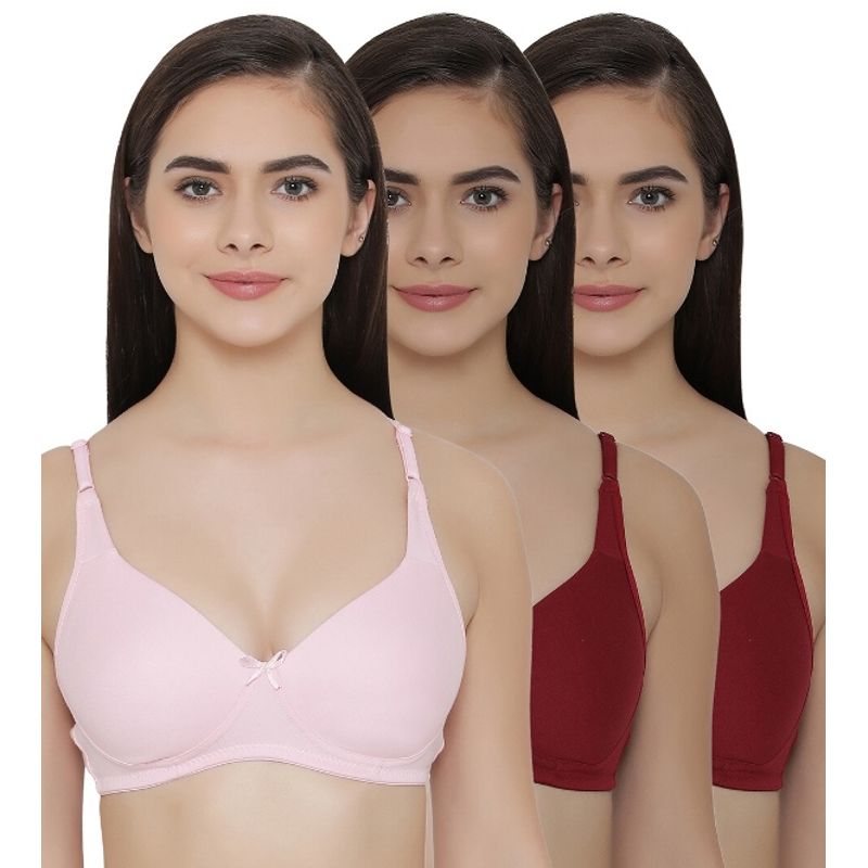 Clovia Pack of 3 Full Coverage Non Padded Wirefree Full Cup Bra's - Multi-Color (32B)