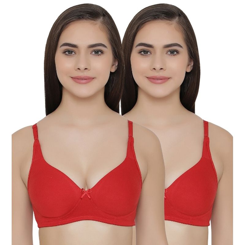 Clovia Pack of 2 Full Coverage Non Padded Wirefree Full Cup Bra's - Red (32C)