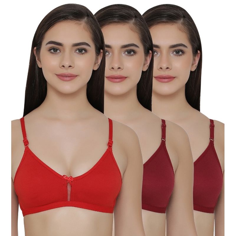 Clovia Pack of 3 Full Coverage Non Padded Wirefree Full Cup Bra's - Multi-Color (36B)