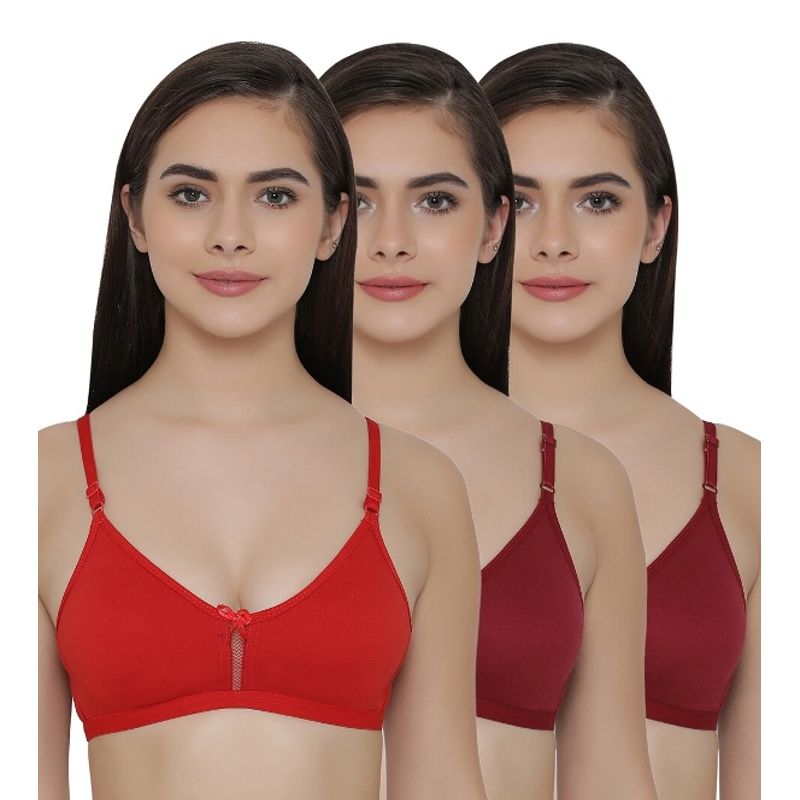 Clovia Pack of 3 Full Coverage Non Padded Wirefree Full Cup Bra's - Multi-Color (38B)