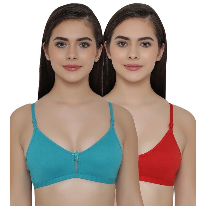 Clovia Pack of 2 Full Coverage Non Padded Wirefree Full Cup Bra's - Multi-Color (34B)