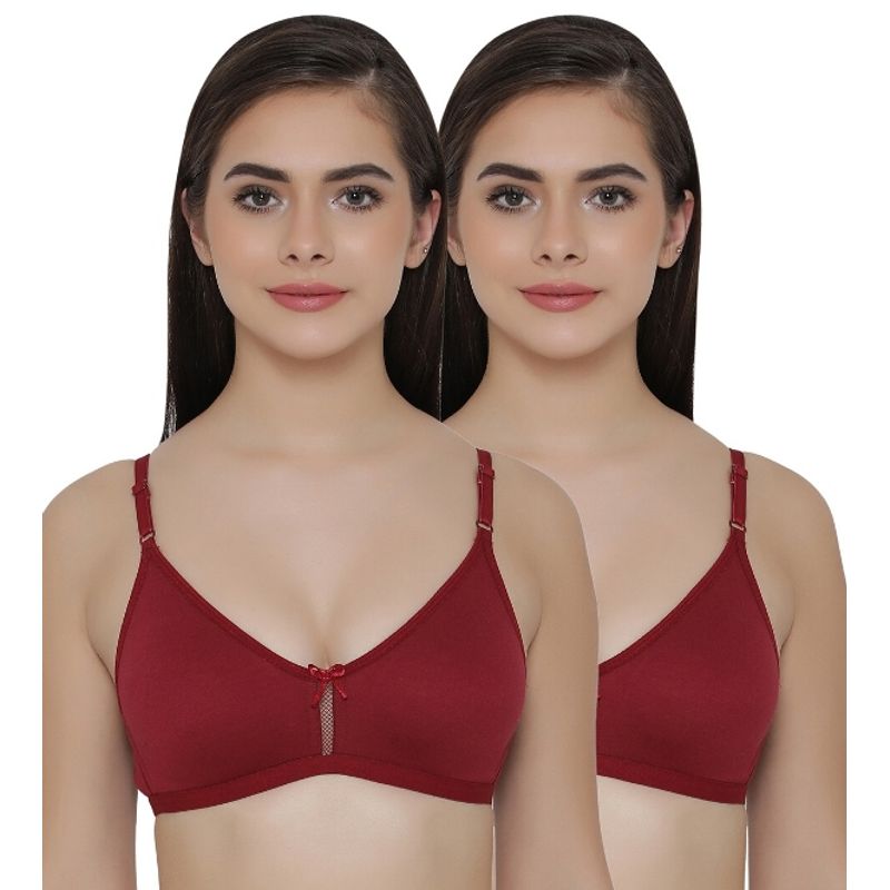 Clovia Pack of 2 Full Coverage Non Padded Wirefree Full Cup Bra's - Maroon (34C)