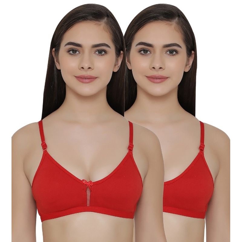 Clovia Pack of 2 Full Coverage Non Padded Wirefree Full Cup Bra's - Red (32B)