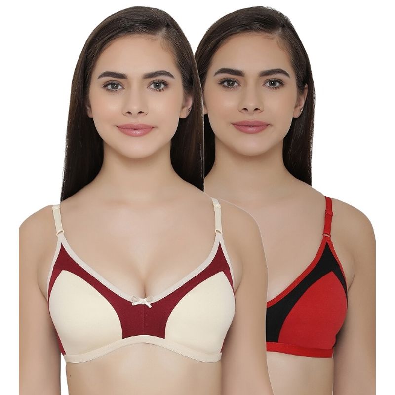 Clovia Pack of 2 T-shirt Non Padded Wirefree Full Cup Bra's - Multi-Color (32B)