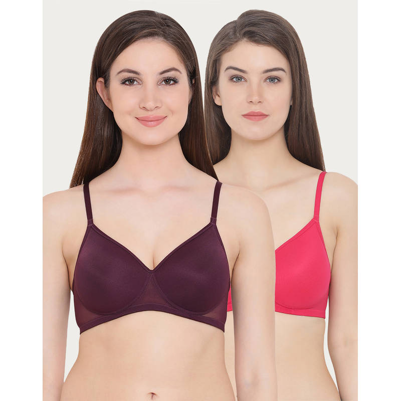 Clovia Pack Of 2 Padded Non-Wired T-Shirt Bra - Multi-Color (36B)