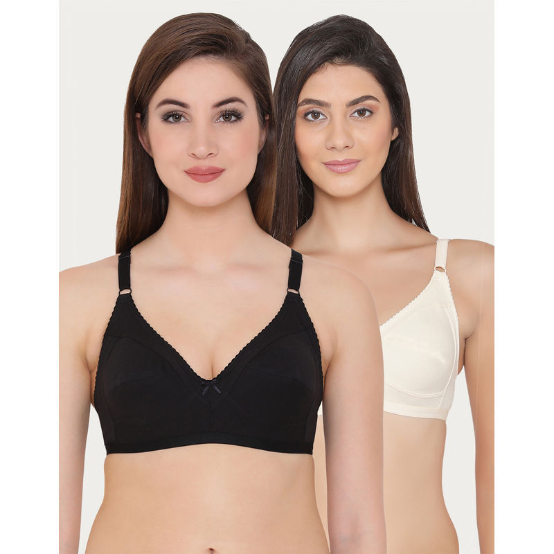 Clovia Pack Of 2 Cotton Non-Padded Full Cup Bra - Multi-Color (32B)