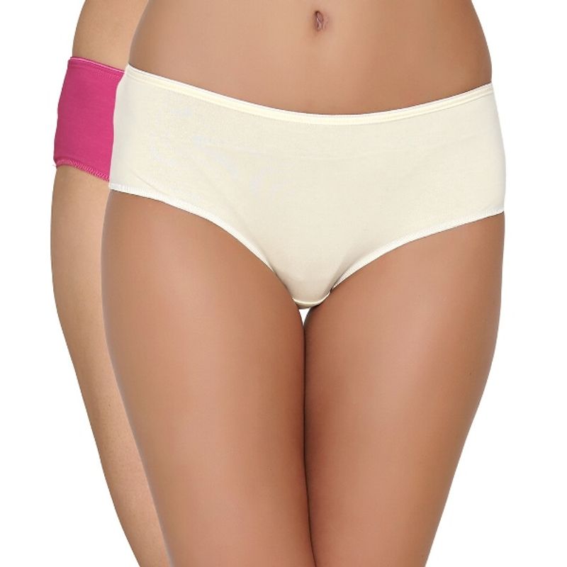 Clovia Pack of 2 Cotton Mid Waist No Panty Line Hipster MultiColor