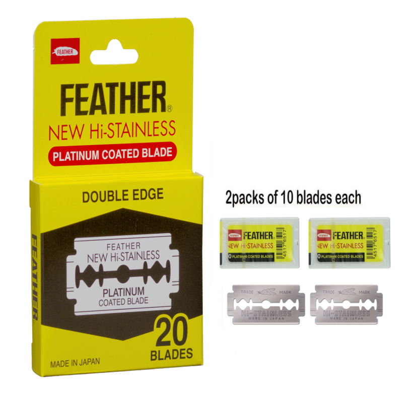 Cosmedik Stainless Steel Straight Edge Barber Razor with 20 Feather Double Edge Blades