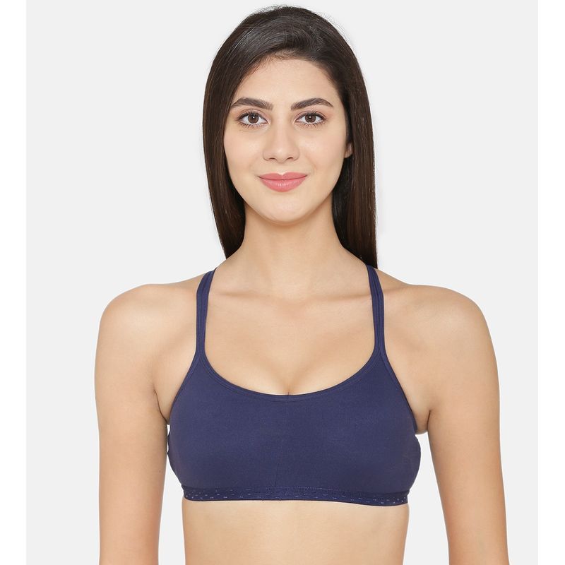 Abelino Blue Non Wired Lightly Padded Full Coverage Sports Bra (28B)