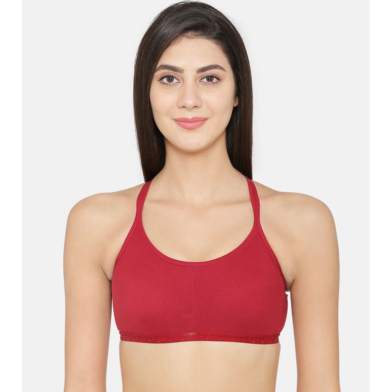 Abelino Maroon Non Wired Lightly Padded Full Coverage Sports Bra (28B)