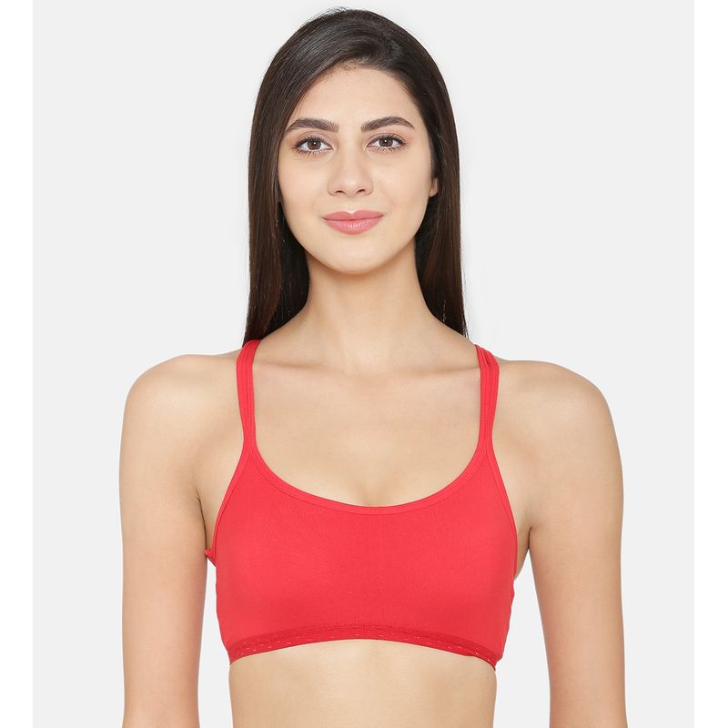 Abelino Red Non Wired Lightly Padded Full Coverage Sports Bra (28B)