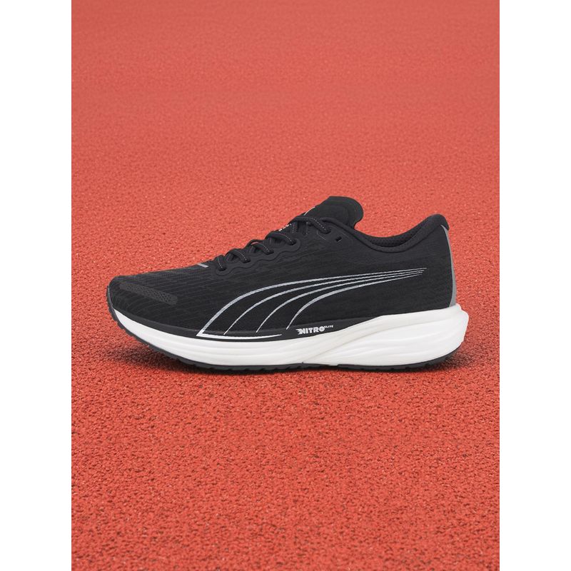 Puma Deviate Nitro 2 WIDE Mens Black Running Shoes (UK 6)