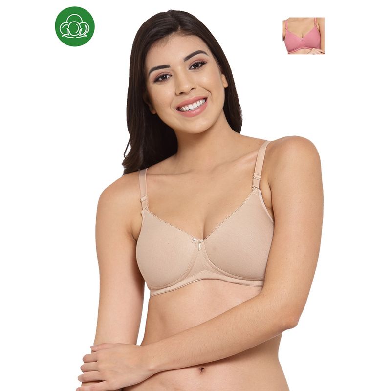 Inner Sense Organic Cotton Antimicrobal Padded T-Shirt Bra -Pack Of 2 -Multi-Color (32C)