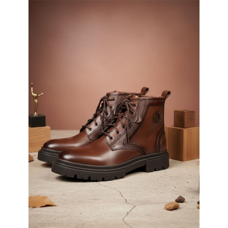 EZOK Men Dark Brown Casual Boots (EURO 41)