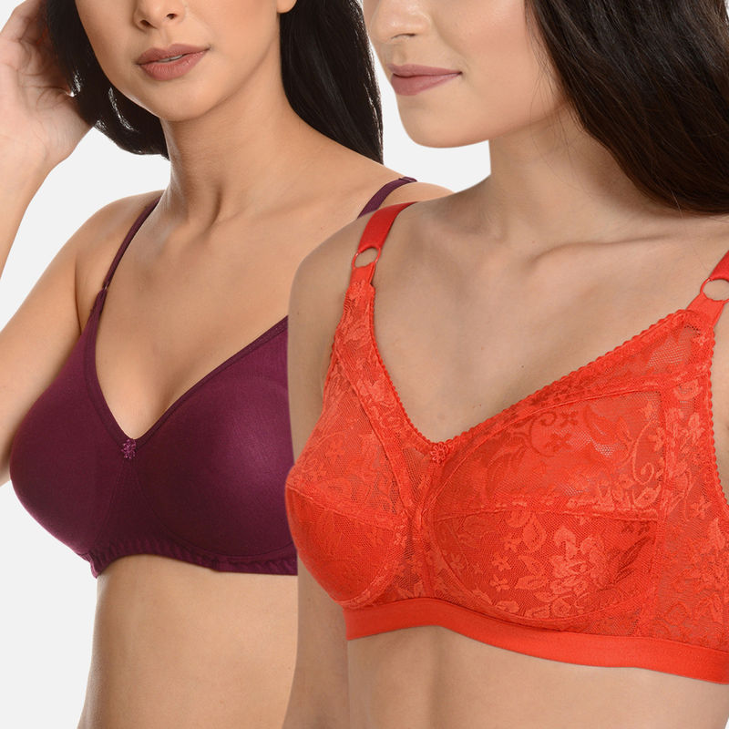 Mod & Shy Pack Of 2 Non-padded Minimizer And Seamless Bra - Multi-Color (32B)