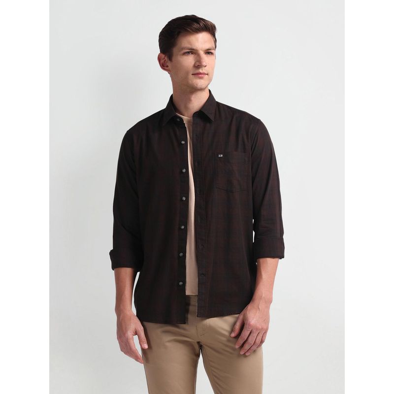 Arrow Sports Long Sleeve Slim Fit Maroon Casual Shirt (44)