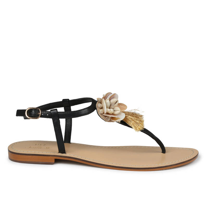 Saint G Natural Sea Shell T-Strap Flats (EURO 37)