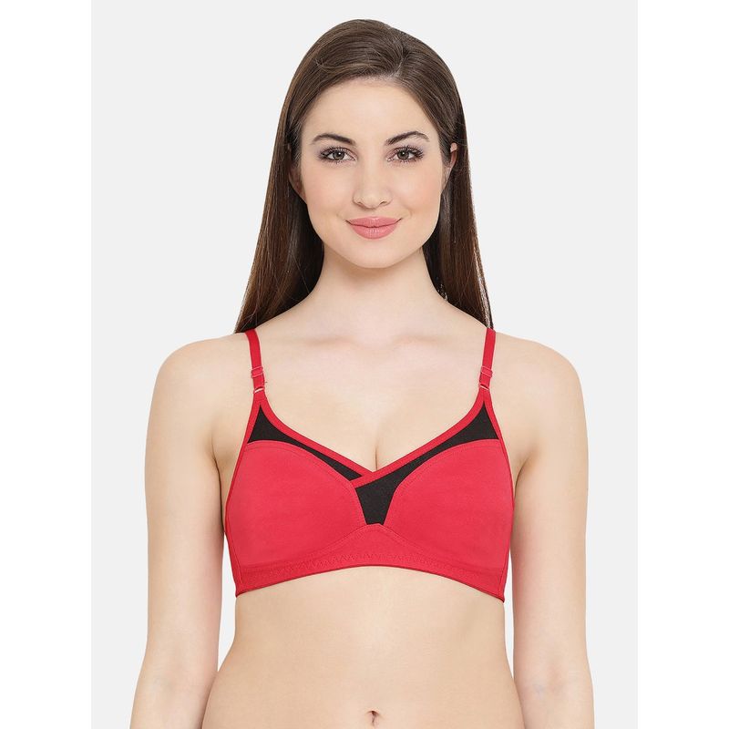Clovia Cotton Rich Solid Non-Padded Full Cup Wire Free T-shirt Bra - Dark Pink (38D)